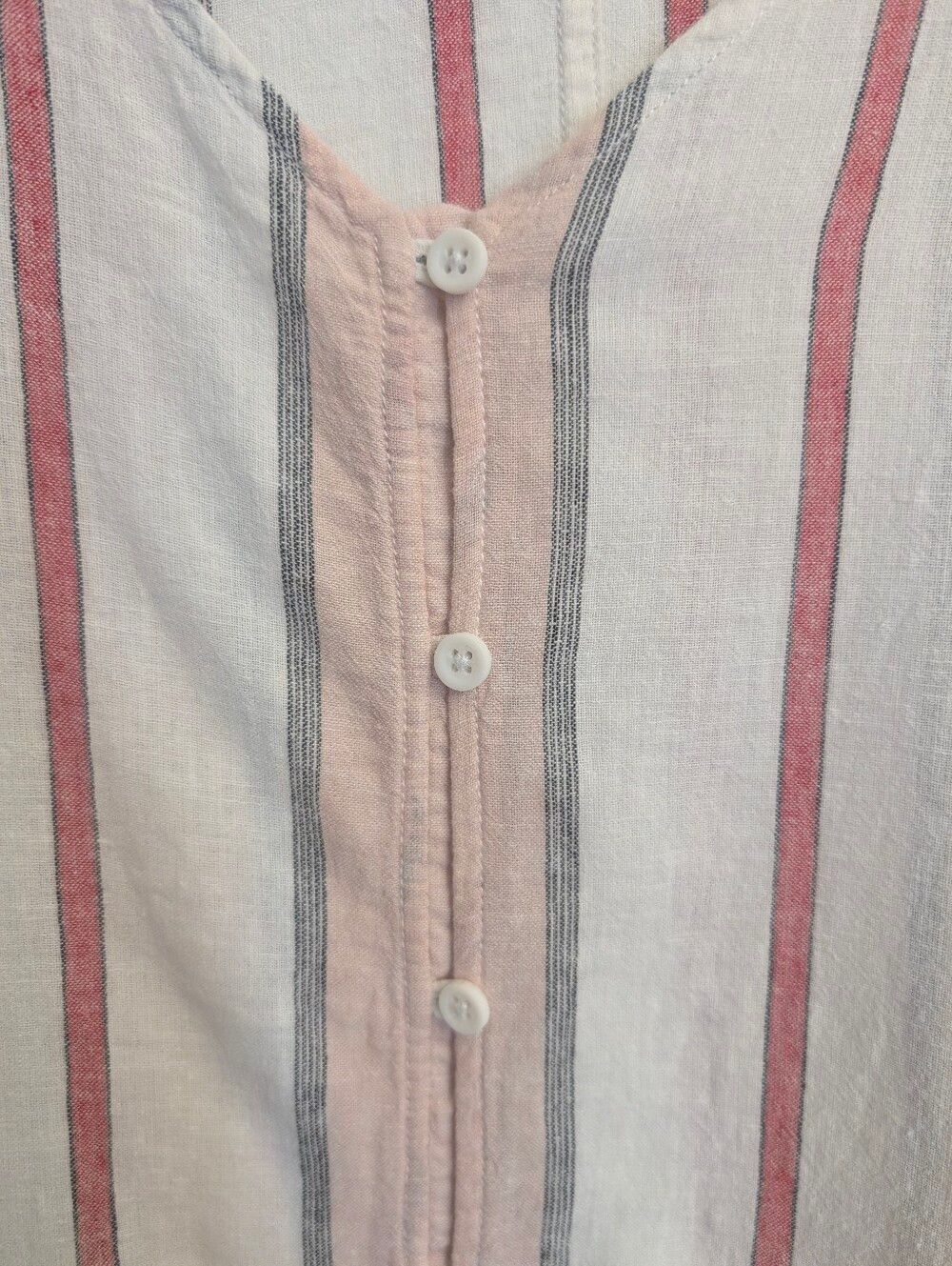 BeachLunchLounge White Striped Button Up Blouse Linen Size Medium Coastal Soft - Picture 5 of 7